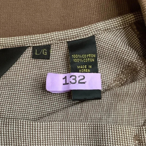 VINTAGE Brown Cotton Knit Polo Shirt Size L - Picture 10 of 14